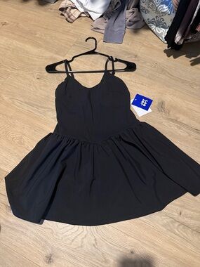 JoyLab Black Spaghetti-Strap Dress with Adjustable Back built in shorts